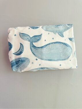 Crane Baby Caspian Whale Moon Blue Crib Sheet Nursery Room
